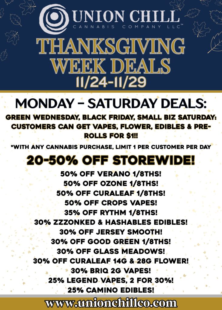 green wednesday weed deals at union chill dispensary near pa line